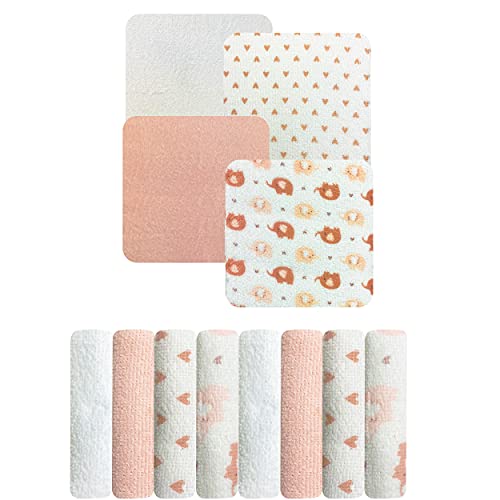 Image of MODERN BABY Washcloths Set for Baby Girls 8 Pack Soft Reusable Wash Clothes Face Towels for Newborns Babies & Toddlers, Pink Elephant