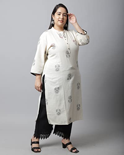Image of Rajnandini Women's Cotton Regular Fit Jaipuri Printed Kurti (JOPLJPR10X)