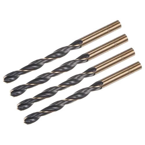 QUARKZMAN Spiralbohrer 8 mm, Metallbohrer set Länge 117 mm, Gold Titanium & Schwarz Nitride beschichtetes bohrer HSS6542 mit 8 mm Geradem Schaft für Edelstahl Metall Holz, 4 Stück