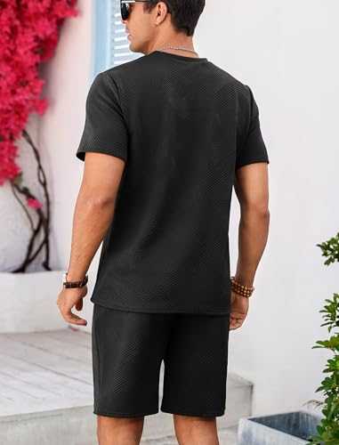 Vssjavun Men's Track Suits 2 Piece Outfits Casual Short Sleeve Shirt and Shorts Set Sweatsuit Summer Tracksuit