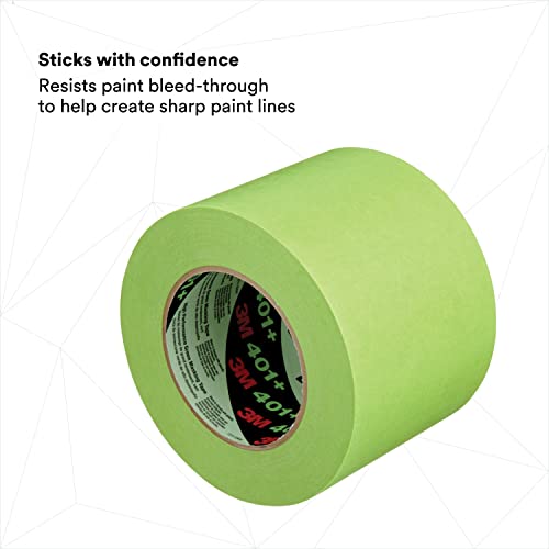 Image of 3M High Performance Green Masking Tape 401+, Superior Adhesion, Clean Removal, Highly Conformable, Paint-Bleed Resistant, 72 mm x 55 m, 6.4 mil, 8 /Case