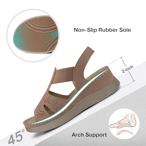 Image of SHIBEVER Wedge Sandals Women Comfortable: Sandals for Women 2026 Dressy Summer Ankle Strap Open Toe Low Heel Platform Wedges Shoes