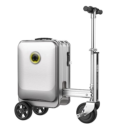 20 Inch Smart Luggage Automatic Tracking Luggage Adult Electric Carry-on Luggage Security Code Lock (Silver)