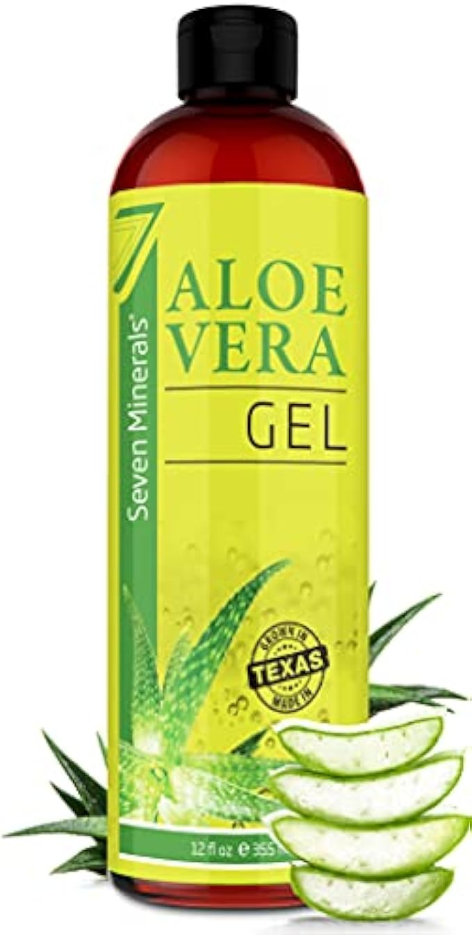 Organic Aloe Vera Gel from freshly cut 100% Pure Aloe - Big 12oz - HighestQuality, Texas grown, Vegan, Unscented - For Face, Skin, Hair, Sunburn relief