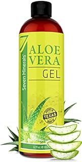Organic Aloe Vera Gel from freshly cut 100% Pure Aloe - Big 12oz - HighestQuality, Texas grown, Vegan, Unscented - For Face, Skin, Hair, Sunburn relief