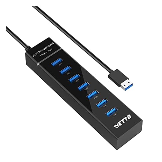
                            7-Port USB 3.0 Hub, IVETTO Data USB Hub with 38inch Long Cable for Laptop, PC, MacBook, Mac Pro, Mac Mini, iMac, Surface Pro and More
                        