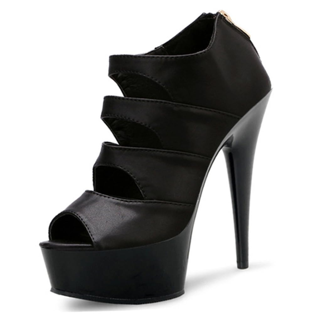 Scarpe con Tacco a Stiletto da Donna, Decolleté con Punta Scoperta, Tacchi da 6 Pollici per Abito, Matrimonio, Festa