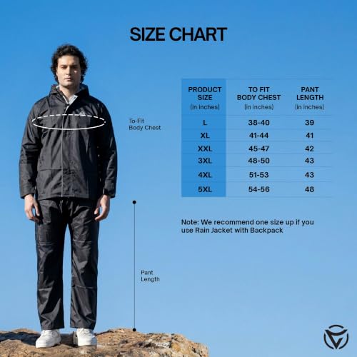 Image of VARSHA - Basic Reversible Rain Coat for Men, Men's Raincoat with Adjustable Hood, Heavy-Duty Zip & Button Closure,Buy Portable Waterproof Rainwear Suit for Bike.(NX)