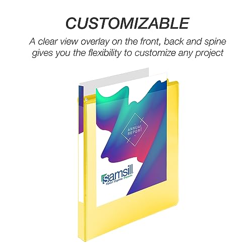 Samsill Durable 0.5 inch 3 Ring Binder, Made in USA, D Ring Binder,FSC 100% Recycled Chipboard, Yellow, 12 Pack