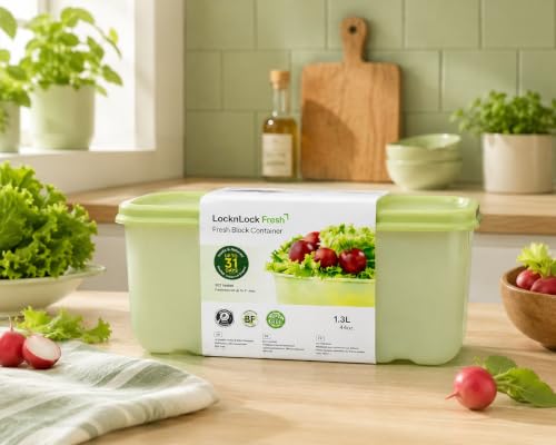 Image of LocknLock Fresh Block 1.3L Food Storage Containers (Pack of 1) | Airtight Fridge Storage Box with Air Vent System | BPA-Free Vegetable, Fruit & Grocery Storage Container