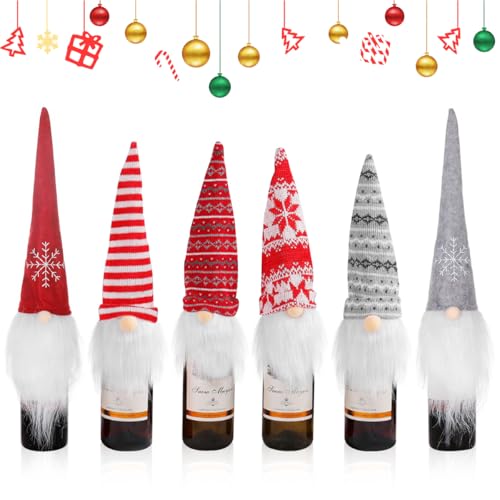 Meleager Flaschen Deko Weihnachten, 6 Stück Weihnachtsmützen für...