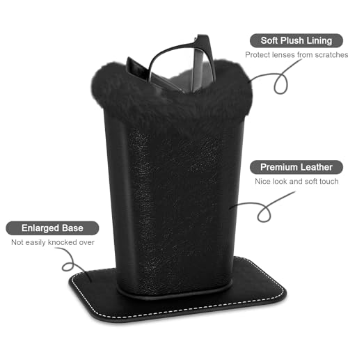 Image of Eyeglasses Holder,Plush Lined PU Leather Pattern Stand Case with Magnetic Base,Unisex for Women Men