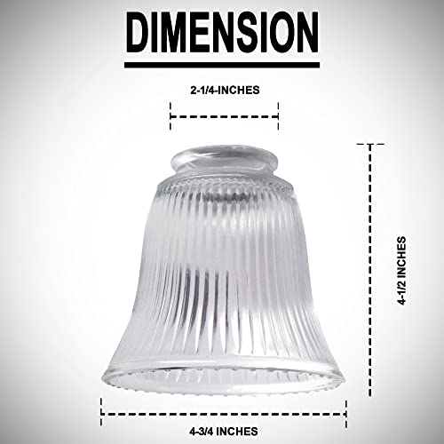 Image of Ceiling Fan Light Covers, Ceiling Fan Globes Replacement Glass, Light Fixture Replacement Glass, Clear Ribbed Shade 4-1 /2 inches high 4-3 /4 inches in diameter Standard 2-1 /4-inch fitter