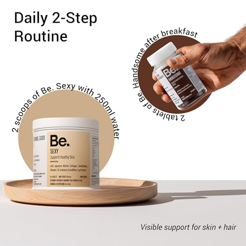 Image of Be Fierce Combo for Him | Collagen & Biotin Supplement Bundle | Supports Radiant Skin, Hair & Beard Growth, Vitality | Marine Collagen Powder + Biotin Tablets with Natural Extracts (60 Caps + 300g)