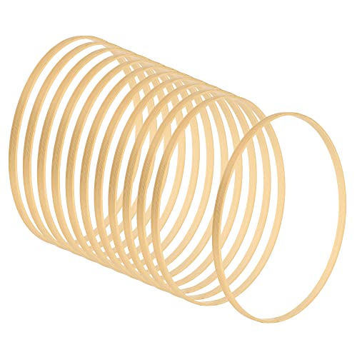 PATIKIL 9.1 Inch Wooden Bamboo Floral Hoop, 12Pack Craft Rings