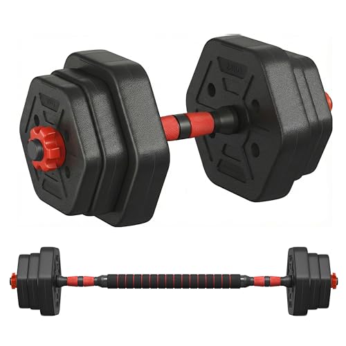 SONGMICS Set di Manubri con Barra di Collegamento, Manubri Corti, Bilanciere da 10 kg, Peso Esagonale per Allenamento, Fitness, Sollevamento Pesi a Casa, Palestra, Nero Inchiostro SYL100B01