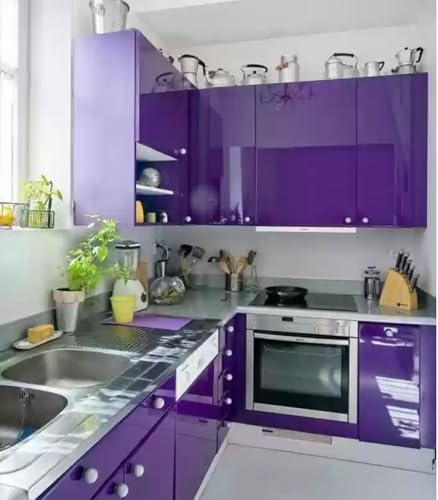 Image of ONETON Glossy Purple Contact Paper Decorative Self Adhesive Counter Top Peel and Stick Wallpaper for Kitchen Cabinets Shelf Drawer Liner Desk Dresser (Purple Glossy WP, 24x120 inch)