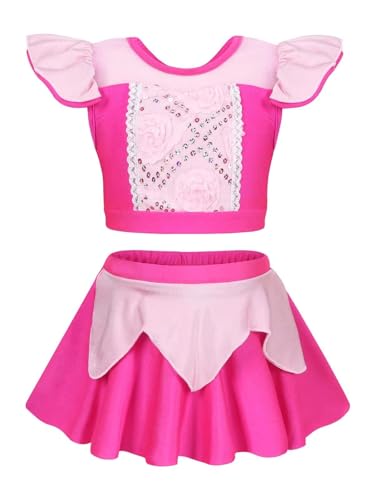 Image of 2PCS Girls Princess Swimsuit Two Piece Toddler Bikini Set Ruffle Bathing Suit Swim Wear Dress Up