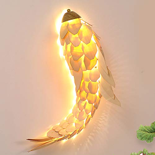 INJUICY Appliques de Type Bougeoir en Bois de Poisson, Applique Murale Art de Carpe Japonaise pour Salon Modèle Chambre Magasin Hôtel Villa Restaurant Salle de Mariage Décor (Longueur: 120 cm) - Image 6