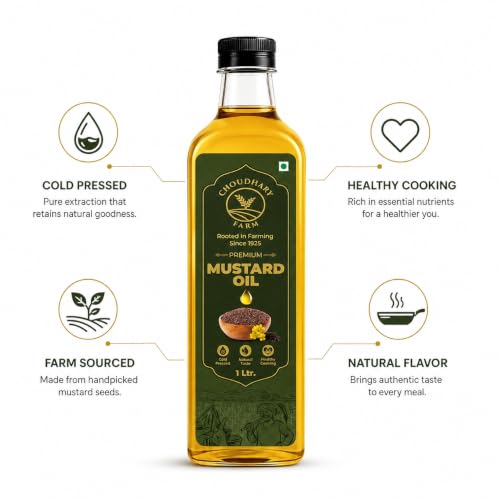 Image of Choudhary Farm Cold Pressed Mustard Oil | Kachi Ghani | 1L