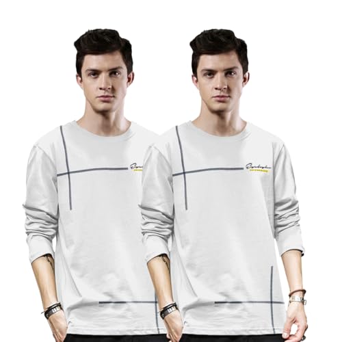Image of Noble Monk Men Full Sleeve Round Neck T-Shirt | Printed Sleeves |Regular fit Tshirt for Men