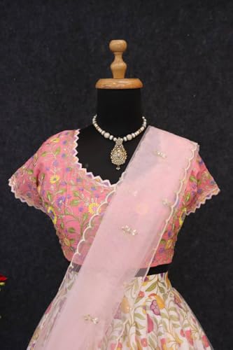 Image of LUXE VIBE Printed Chinon Silk Lehenga Choli with Sequins Embroidered Net Dupatta & Stitched Banglory Silk Blouse for Women