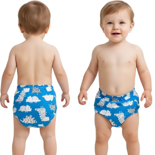 Image of Bembika Baby Training Pant Soft Cotton Reusable Potty Training Pants For Kids Leak-Resistant, Padded Underwear For Babies To Support Diaper Free Transition (L Size For 18-24 Months Dinosaur Theme)
