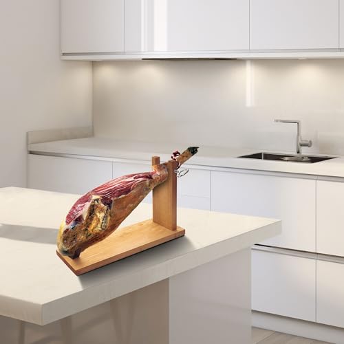 Miniatura 8 de Jamonero De Madera Con Herraje En V, Pincho Y Fijación Pezuña Funda Para Jamón Tiberic Burdeos