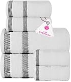 CASA COPENHAGEN Designed in Denmark 600 GSM 2 Large Bath Towels 2 Large Hand Towels 2 Washcloths, Su