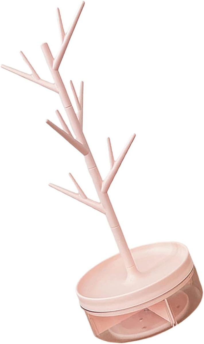 BESPORTBLE Pink Jewelry Tree Stand with Multiple Branches for Necklace and Bracelet Display Sturdy Charm Holder Organizer for Rings Earrings Hair Accessories Jewelry Rack for Bedroom Vanity