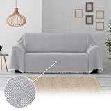 Textil-home Bettüberwurf, Mehrzweck/Plaid 230 x 285cm Dante - Eignet Sich als Sofaüberwurf und auch als Tagesdecke. Perlenfarbe