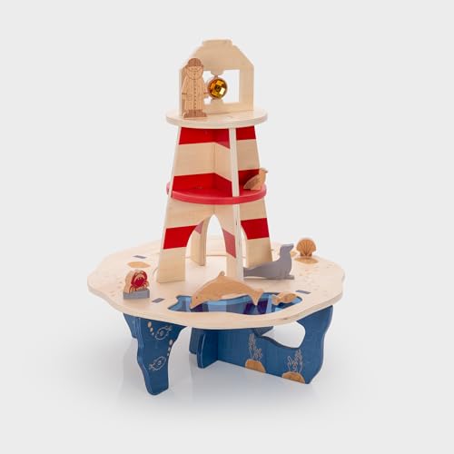 tickit Wooden Lighthouse Playset FSC Birch Plywood Small World Toy with Rock Pool, Sensory Details and Split Design for Imaginative Coastal Play - Image 2