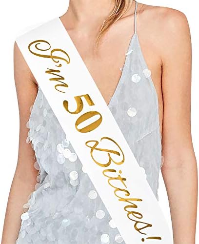50 Birthday Satin Sash - 50th Birthday Sash 50 Birthday Gifts Party Favors, Supplies and Decorations
