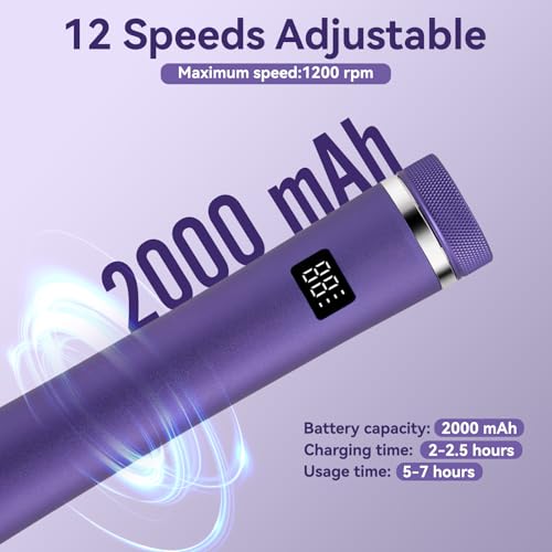 Electric Callus Remover, Hornhautentferner Elektrisch, Nagelschleifer Werkzeug, Geschwindigkeit Einstellbar mit 60+10 austauschbaren Fußfeilen für abgestorbene