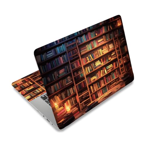 PLIGREAT Vintage Biblioteca etiqueto del ordenador portátil cubierta de la piel Skins adecuadas para 12 13.3 14 15 Portátiles universal