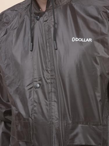 Image of Dollar Men's Waterproof PVC Raincoat Set | Zipper & Button Closure | Hood & Pocket | Full Sleeve Jacket Pant Rainwear Suit | Lightweight Leakproof Rain Protection for Outdoor, Biking, Riding