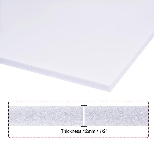 Image of uxcell PVC Foam Board Sheet,12mm x 300mm x 600mm,White, 1 /2inch x 12inch x 24inch, Double Sided,Expanded PVC Sheet