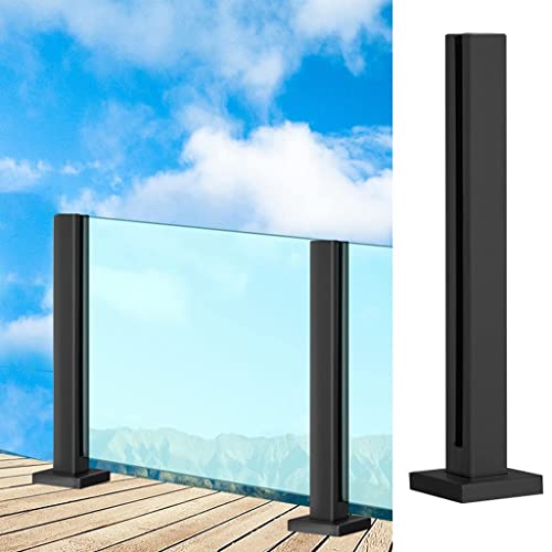 BSQT Quadratische Balkonglasgeländer nach Bodenhalterung, Edelstahlglasbalustrade -Pfosten for Decksysteme, Schwimmbad, Treppe und Innen im Freien im Freien, die Blackeasy installiert sind Cover
