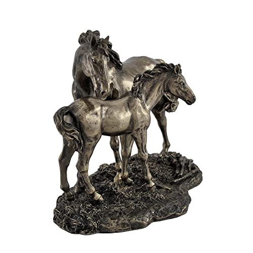 Estatua diseño Veronese de caballos majestuosos con acabado en bronce miniatura 3