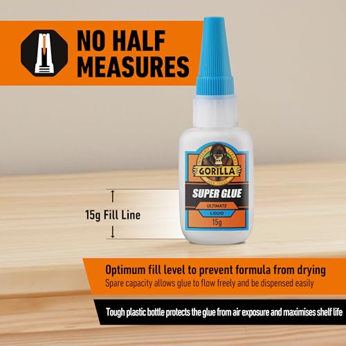 Gorilla Super Glue ULTIMATE 15g - Our Fastest Setting Super Glue for repairs | Use On Plastic*, Wood, Metal, Ceramic, Rubber, Leather, Paper - Image 2