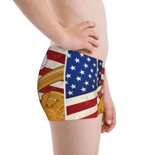Boys' Cotton Boxer Brief Soft Underwear-American Flag And Baseball2
