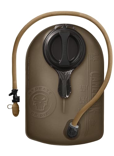 CamelBak MilSpec Crux Short Hydration Reservoir HighFlow 100oz / 3L Tactical Water Bladder with Shutoff Valve Brown