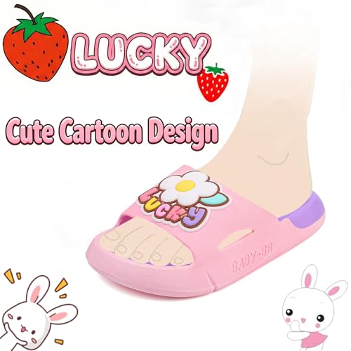 Image of Bunny Kids slides, Girls Slides Non-slip Summer Beach Pool Shoes Toddler Cartoon Slide Sandals Indoor& Outdoor Garden Slippers Shower Shoes