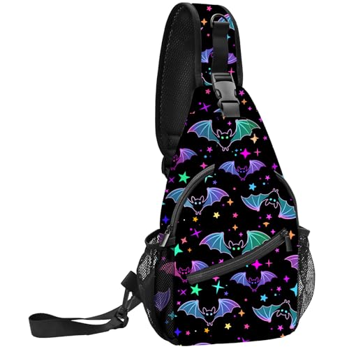 FyLybois Bat Sling Bag for Women Crossbody Backpack Lightweight Chest Daypack Fashion Shoulder Bags for Travel Hiking Biking