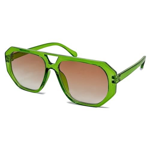 Image of LOHO MAGICA Rectangle Aviator Sunglasses, Retro Sunglasses for Women Men, Trendy Flat Frame Vintage 70s Sun Glasses