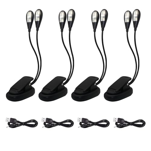 4 unidades de luz LED, 8 luces LED con cable USB, brillo ajustable de 2 marchas, adecuado para soporte de piano, escritorio, atril