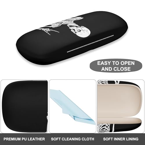 Image of Eyeglasses Case, Portable Hard Shell Protective Case for Glasses, Eyeglass Holder Box for Women with Cleaning Cloth
