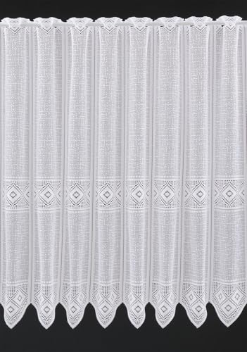Gerster Scheibengardine grafisch 90 cm hoch Weiß - Wunschbreite frei wählbar durch gekaufte Menge in 30 cm Schritten - Meterware