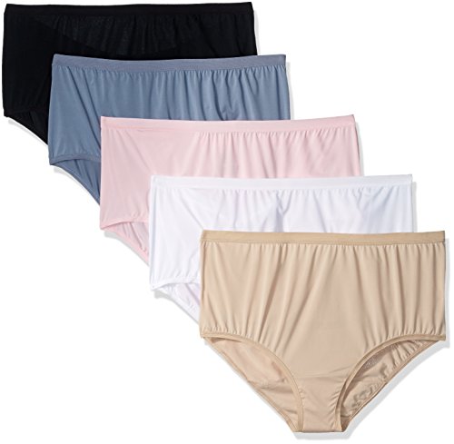 Fruit of the Loom Women's Plus Size Fit for Me 5 Pack Microfiber Brief Panties, Assorted, 11