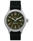 Timex Orologio da uomo SIERRA Materiale ecologico Cassa in ottone argentato Movimento al quarzo Quadrante bianco nero Cinturino in pelle sintetica con fibbia 5 ATM
